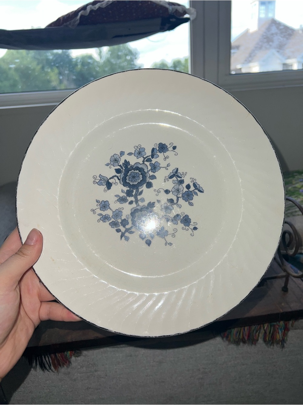 1835 Blue Floral Ceramic Dinner Plate - White and Blue